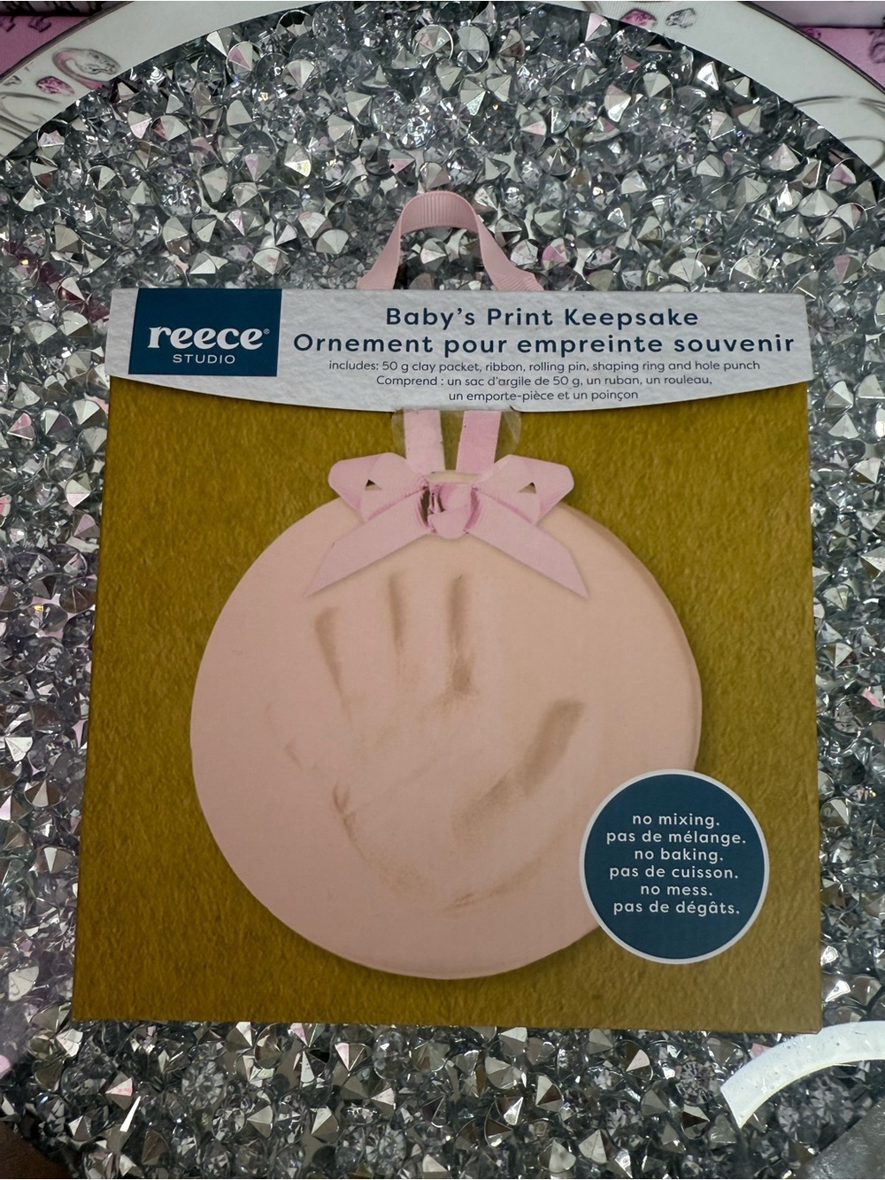 Reece Studio Baby's Print Keepsake Ornament in Pink